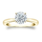 Yellow Round Cut Diamond 4 Prong Solitaire